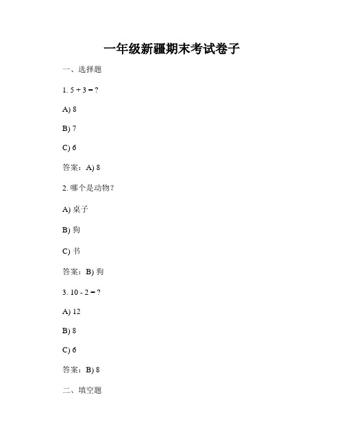 一年级新疆期末考试卷子