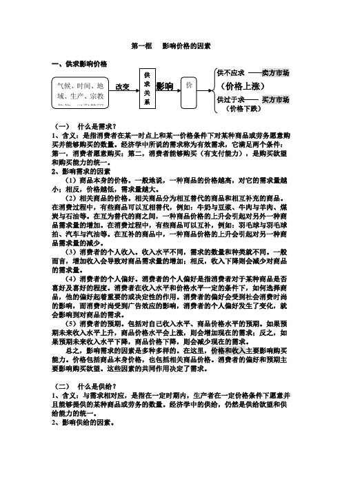 影响价格的因素教案.