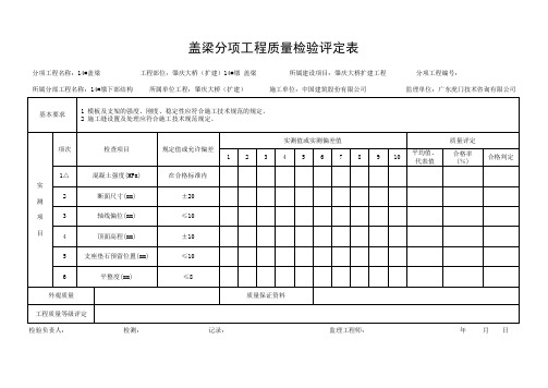 盖梁分项工程质量检验评定表