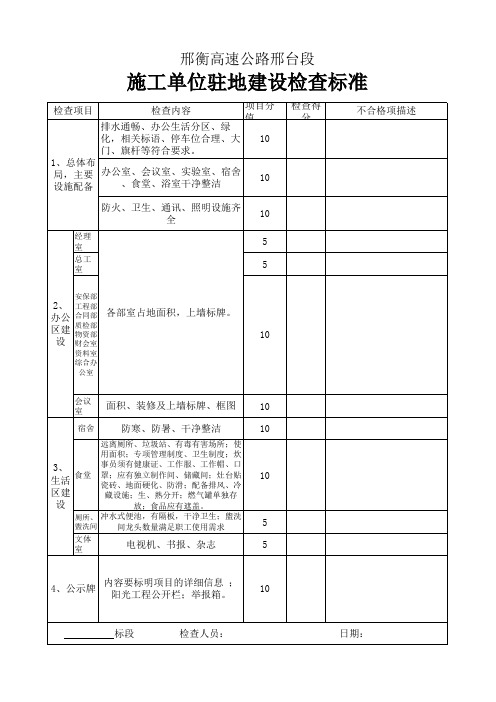 驻地建设验收标准
