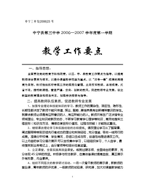 (23)号文件06年教学要点