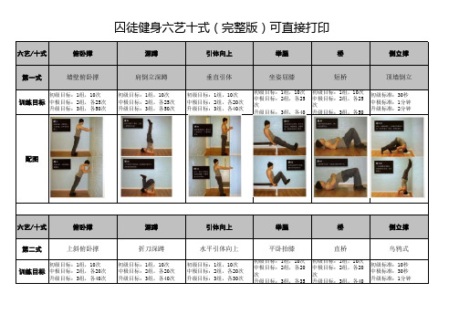 囚徒健身六艺十式图文详解(完整版)-可直接打印