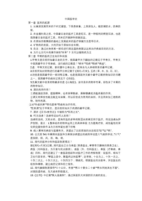 中国医学史重点整理