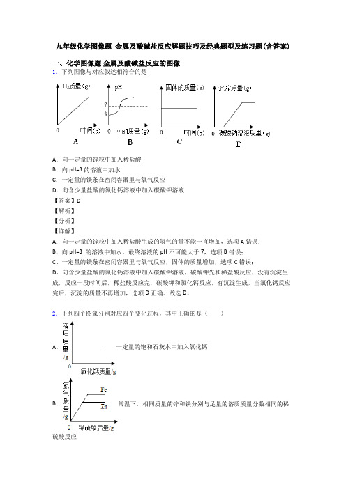 九年级化学图像题 金属及酸碱盐反应解题技巧及经典题型及练习题(含答案)