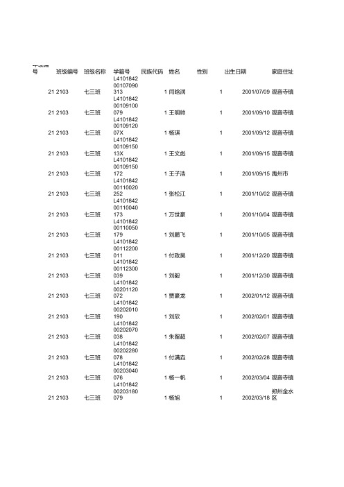 七三班体测模版