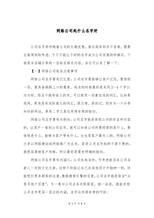 网络公司起什么名字好