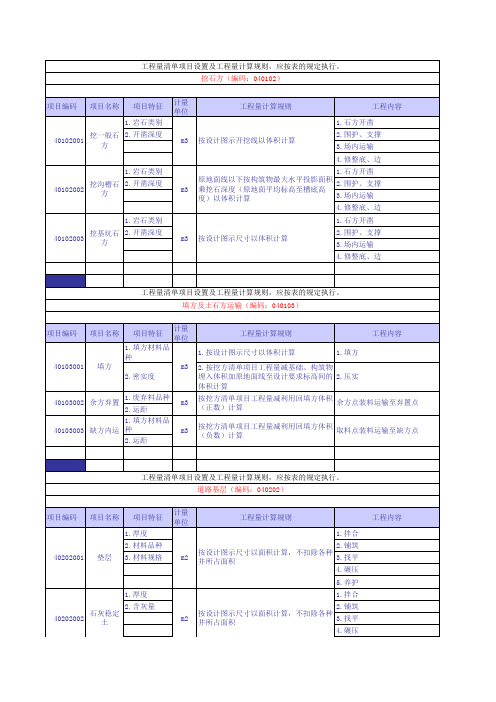 2020计价规范清单工程量计算规则全套