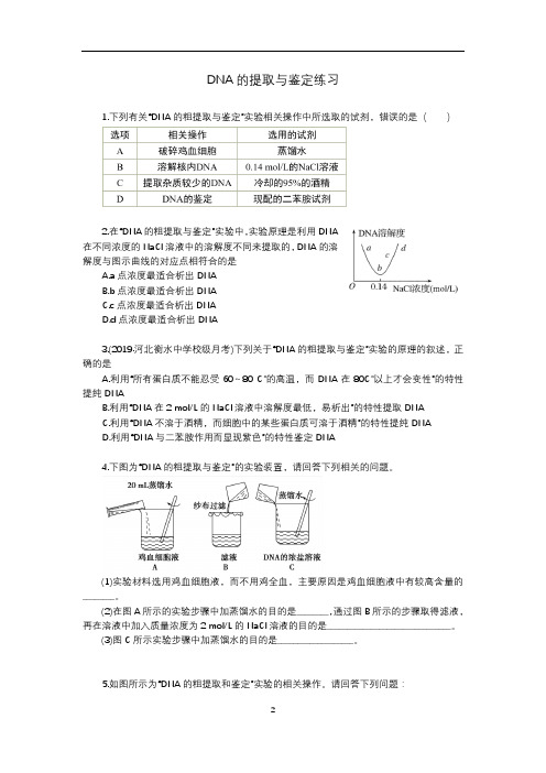 人教版高二生物DNA的提取与鉴定(作业)