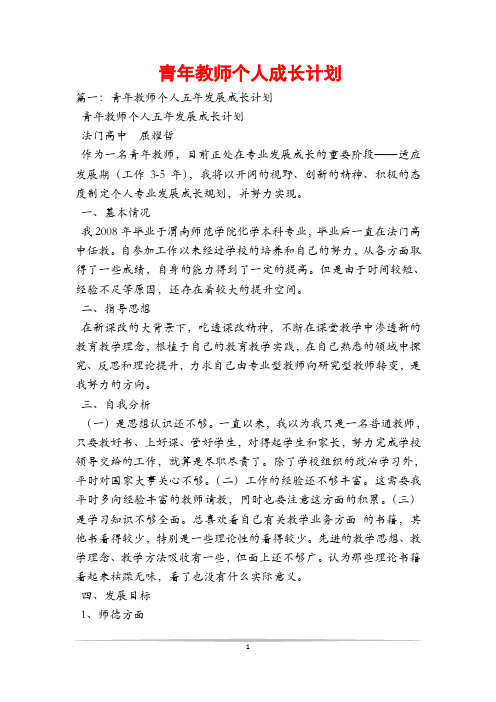 青年教师个人成长计划