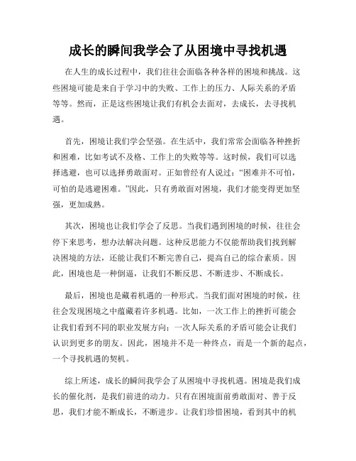 成长的瞬间我学会了从困境中寻找机遇