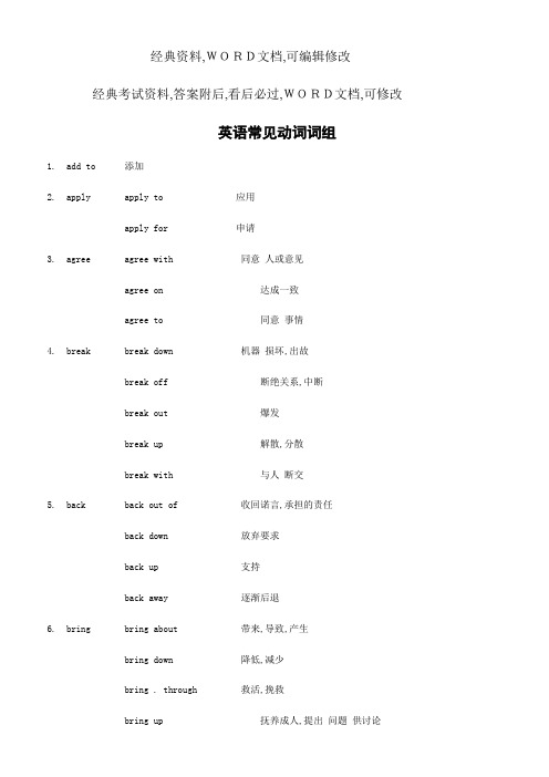 英语常见动词词组实务知识