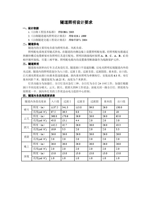 LED隧道照明设计要求