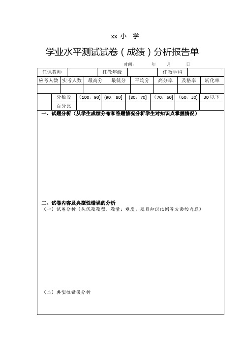 学业水平测试成绩分析报告单(1)