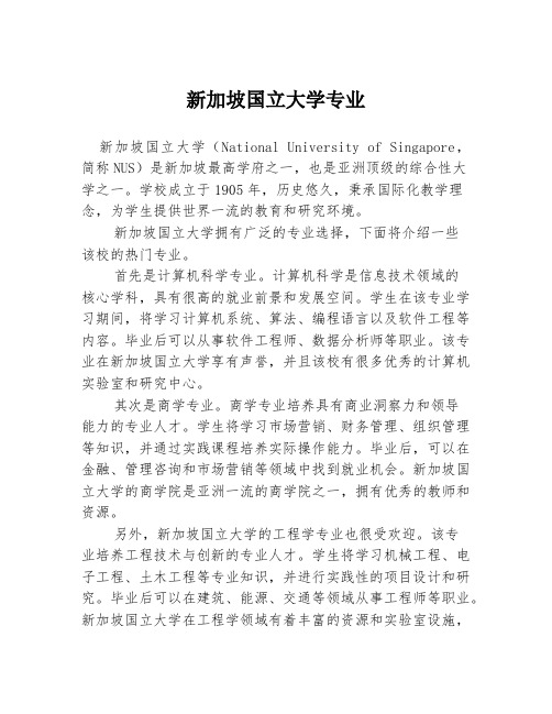 新加坡国立大学专业