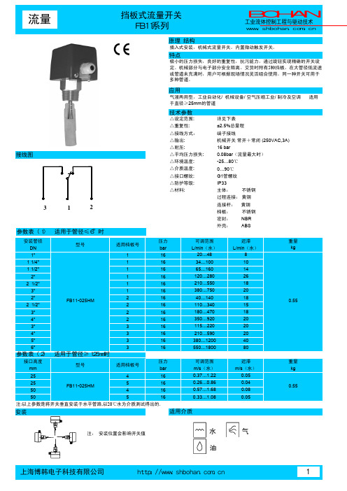 FB11气液两用挡板式流量开关