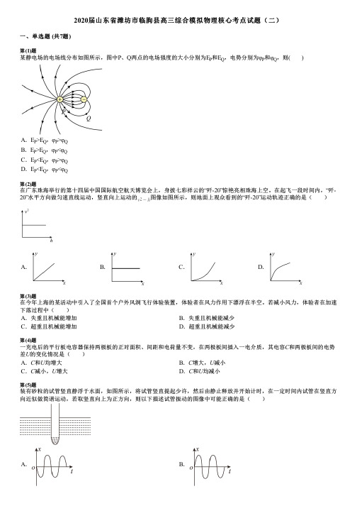 2020届山东省潍坊市临朐县高三综合模拟物理核心考点试题(二)