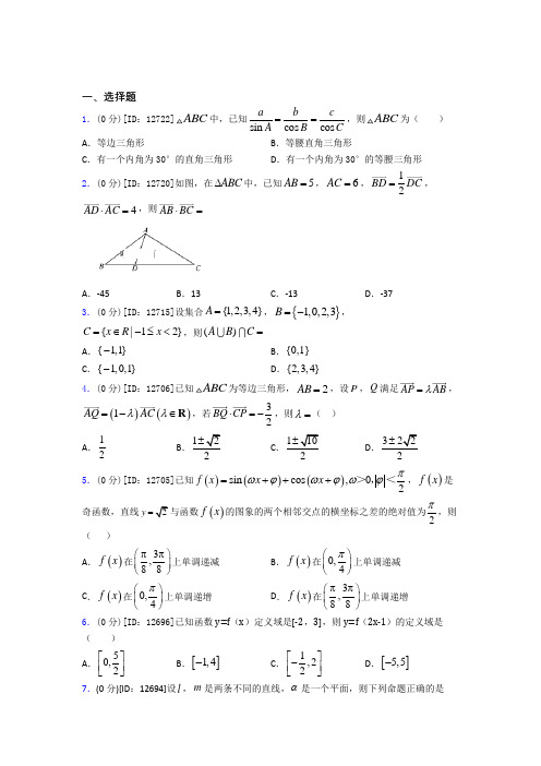 合肥市第一中学数学高一下期末经典习题(培优提高)