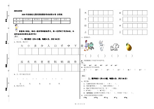 2020年实验幼儿园托管班模拟考试试卷B卷 含答案