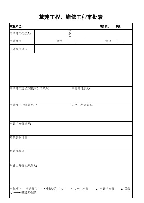 3201基建工程、维修工程审批表