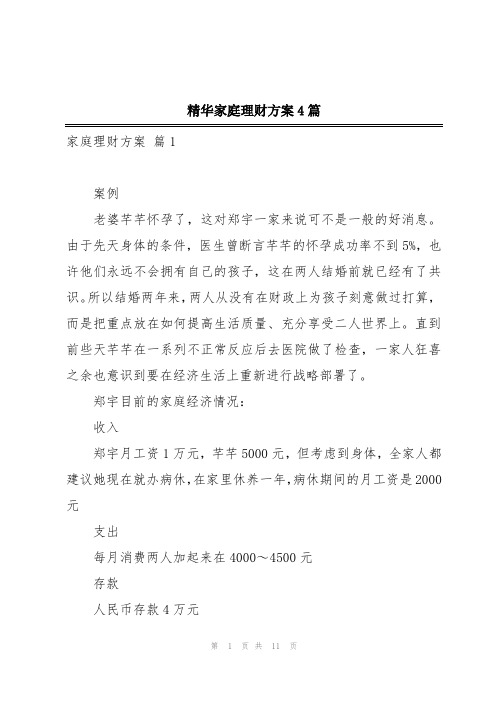 精华家庭理财方案4篇