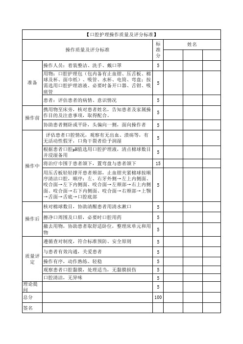 口腔护理标准