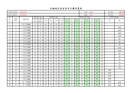 土方工程量方格网点法计算表