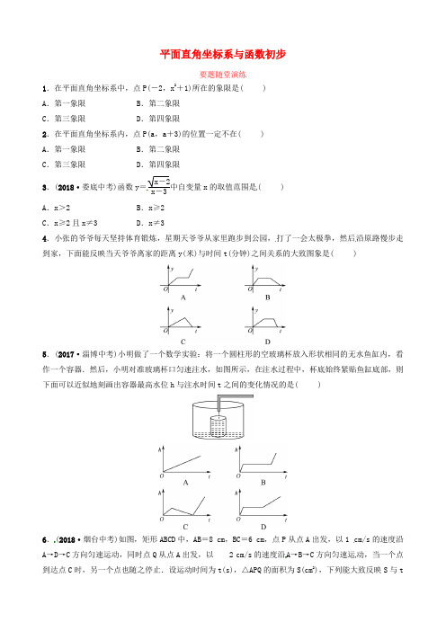 (东营专版)2019年中考数学复习 第三章 函数 第一节 平面直角坐标系与函数初步要题随堂演练