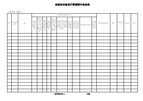 实训室日常运行管理检查表