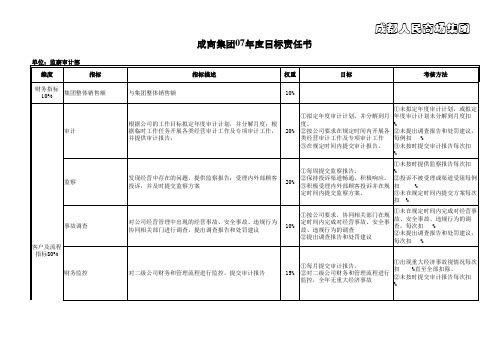 监察审计部07年目标考核指标(模版)