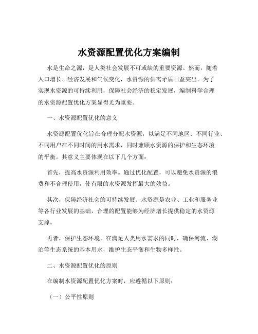 水资源配置优化方案编制