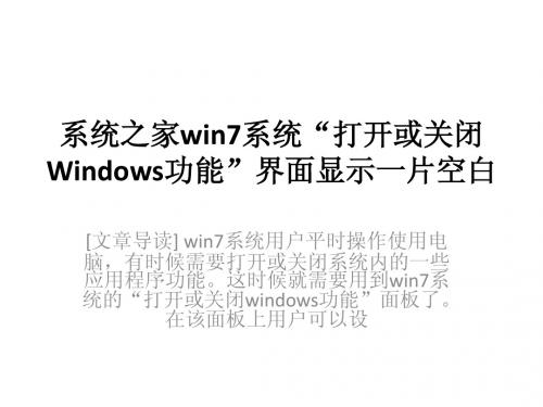 系统之家win7系统“打开或关闭Windows功能”界面显示一片空白