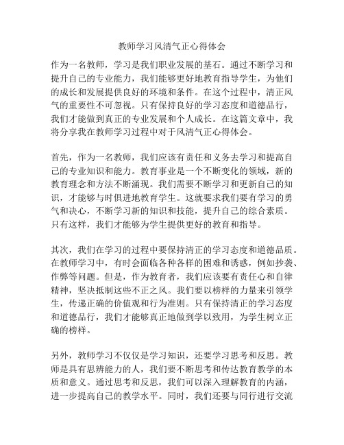 教师学习风清气正心得体会