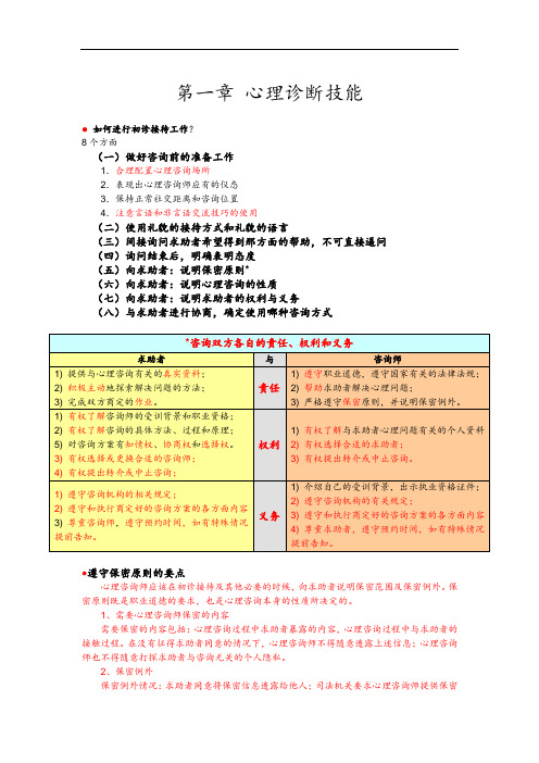 心理诊断技能三级知识点