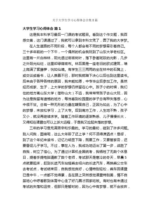 关于大学生学习心得体会合集8篇