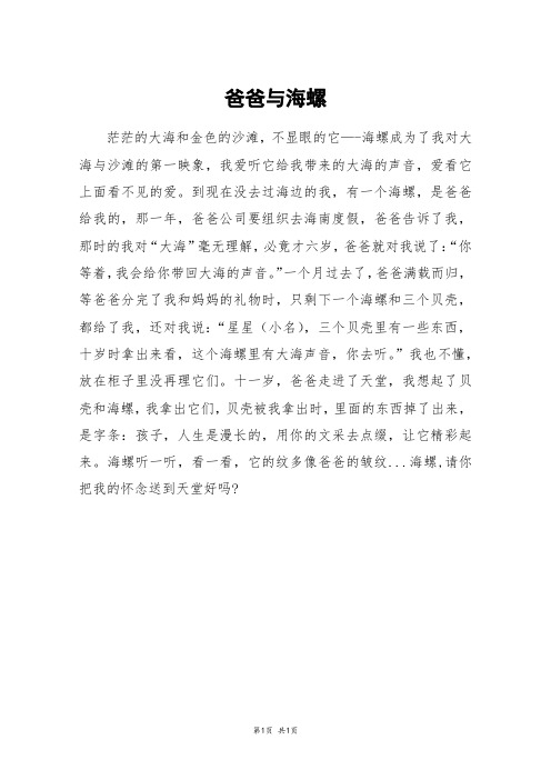 爸爸与海螺_三年级作文