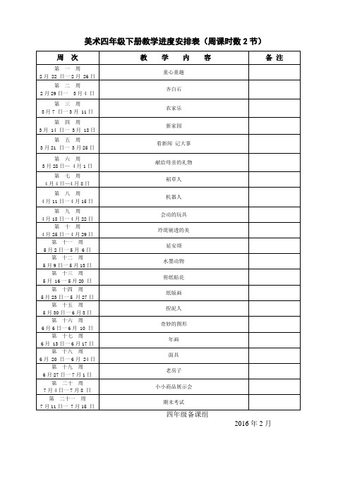 教学进度安排表四年级美术下册 (3)