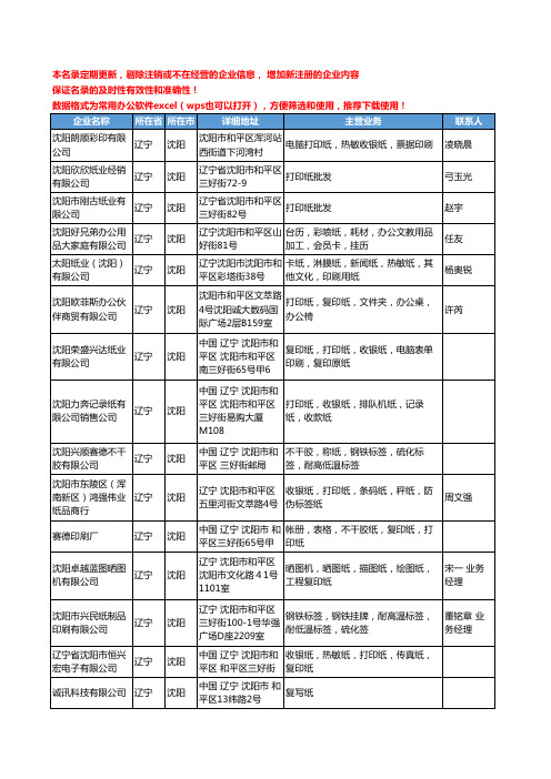 2020新版辽宁省办公纸张工商企业公司名录名单黄页联系方式大全105家