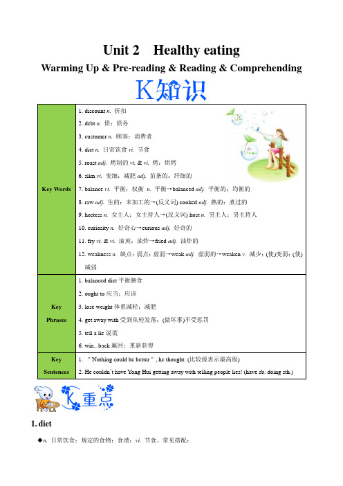 金老师教育培训人教版高中英语必修3 专题2.1 Unit 2 Healthy eating Warm