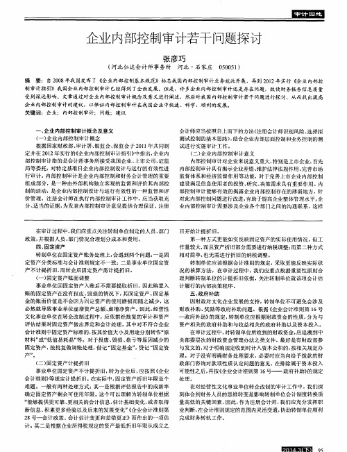 企业内部控制审计若干问题探讨