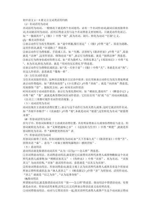 初中语文文言文词类活用汇总