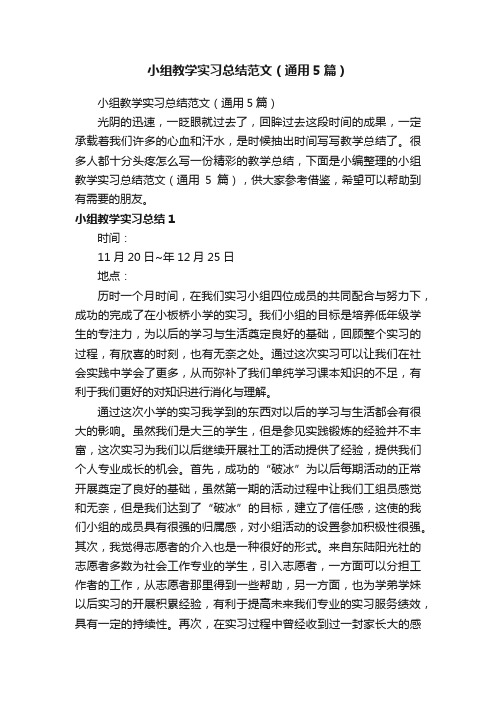 小组教学实习总结范文（通用5篇）