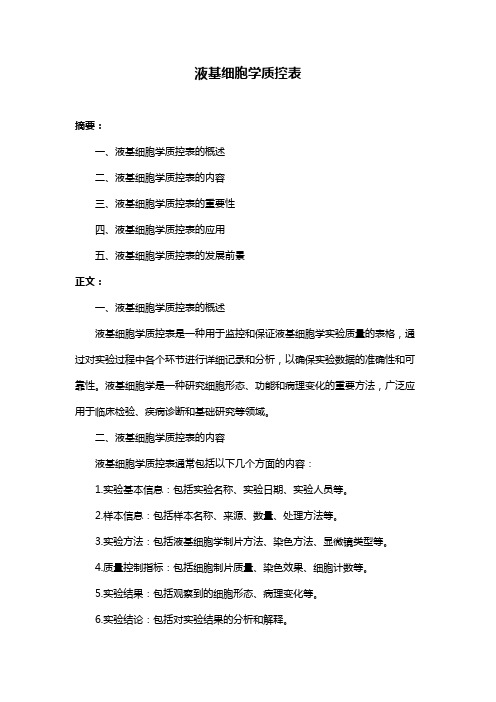 液基细胞学质控表