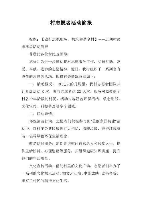 村志愿者活动简报