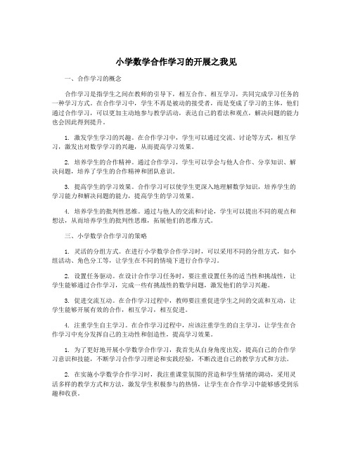 小学数学合作学习的开展之我见