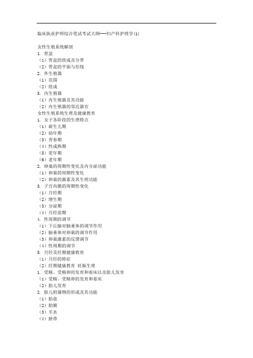 临床执业护师综合笔试考试大纲---妇产科护理学(1)