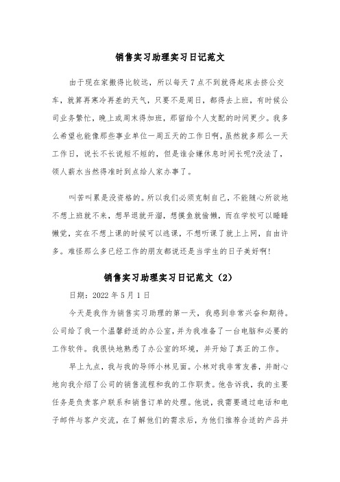 销售实习助理实习日记范文（2篇）