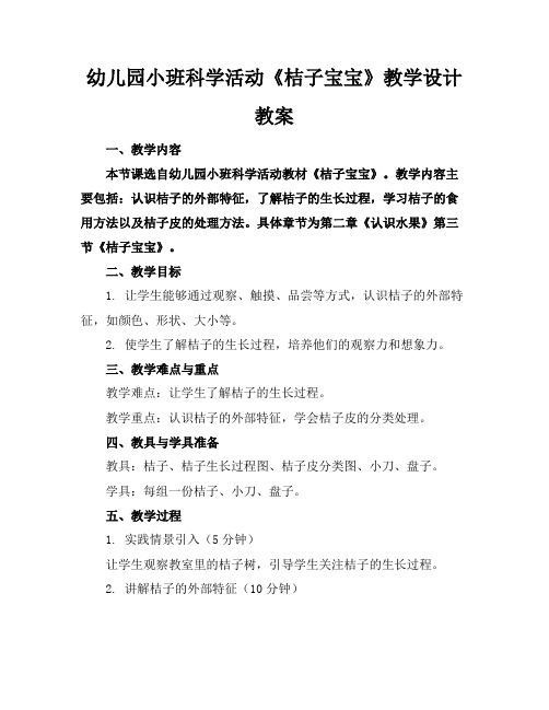 幼儿园小班科学活动《桔子宝宝》教学设计教案