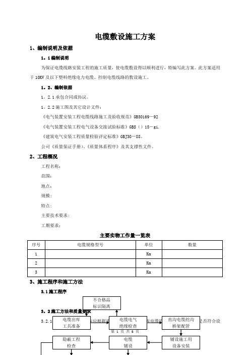 电缆敷设施工方案