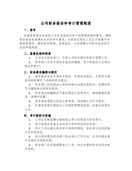 公司财务报告和审计管理制度