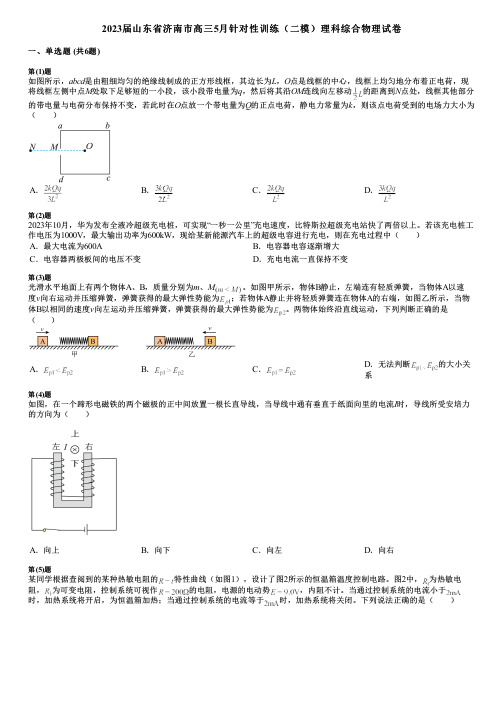 2023届山东省济南市高三5月针对性训练(二模)理科综合物理试卷